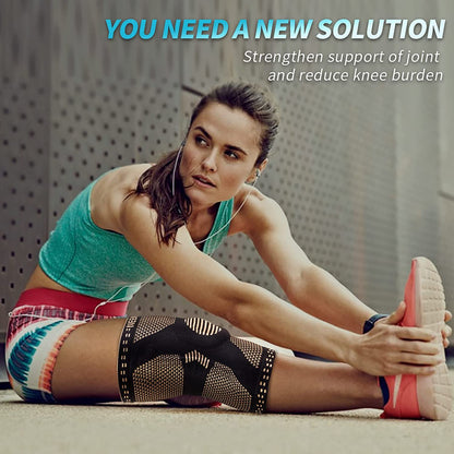 Knee Support Copper Brace with Gel Pad & Side Stabilizers, Sport Arthritis Joint Pain Relief