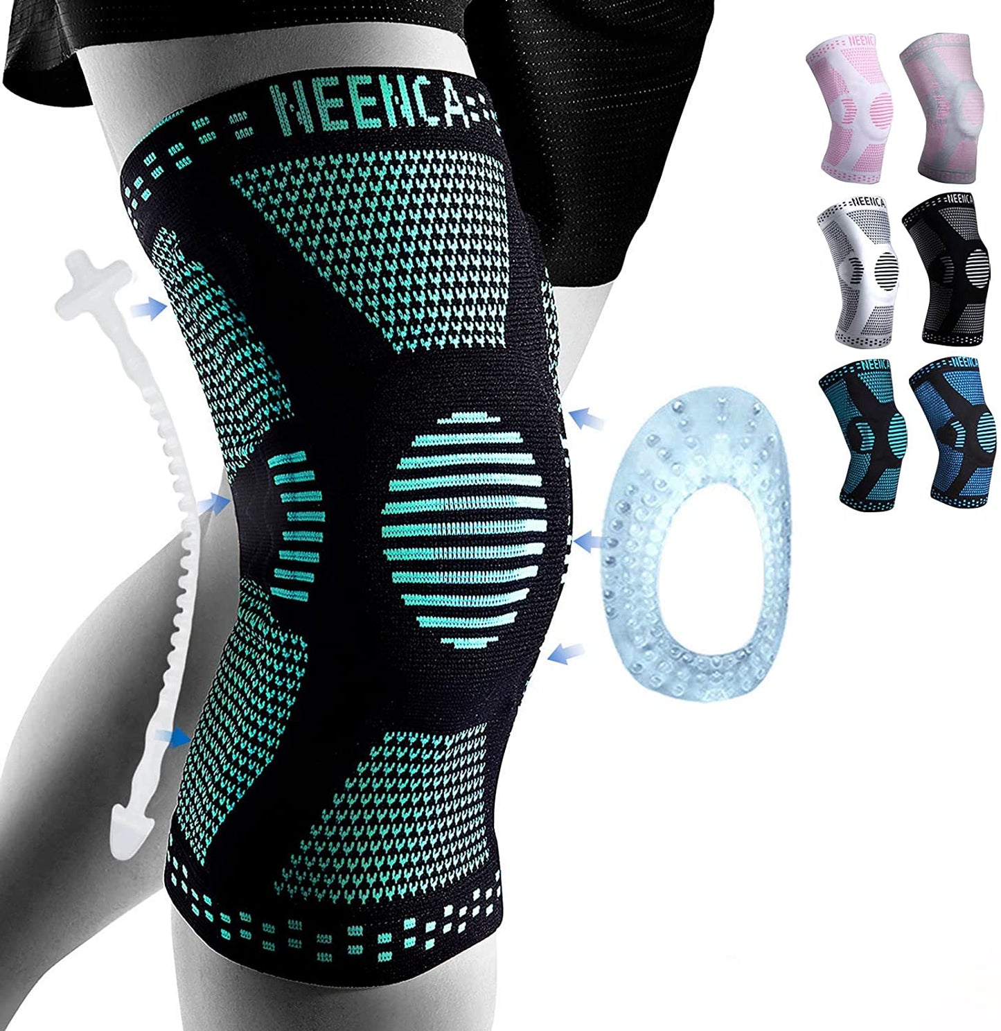 Knee Support Copper Brace with Gel Pad & Side Stabilizers, Sport Arthritis Joint Pain Relief