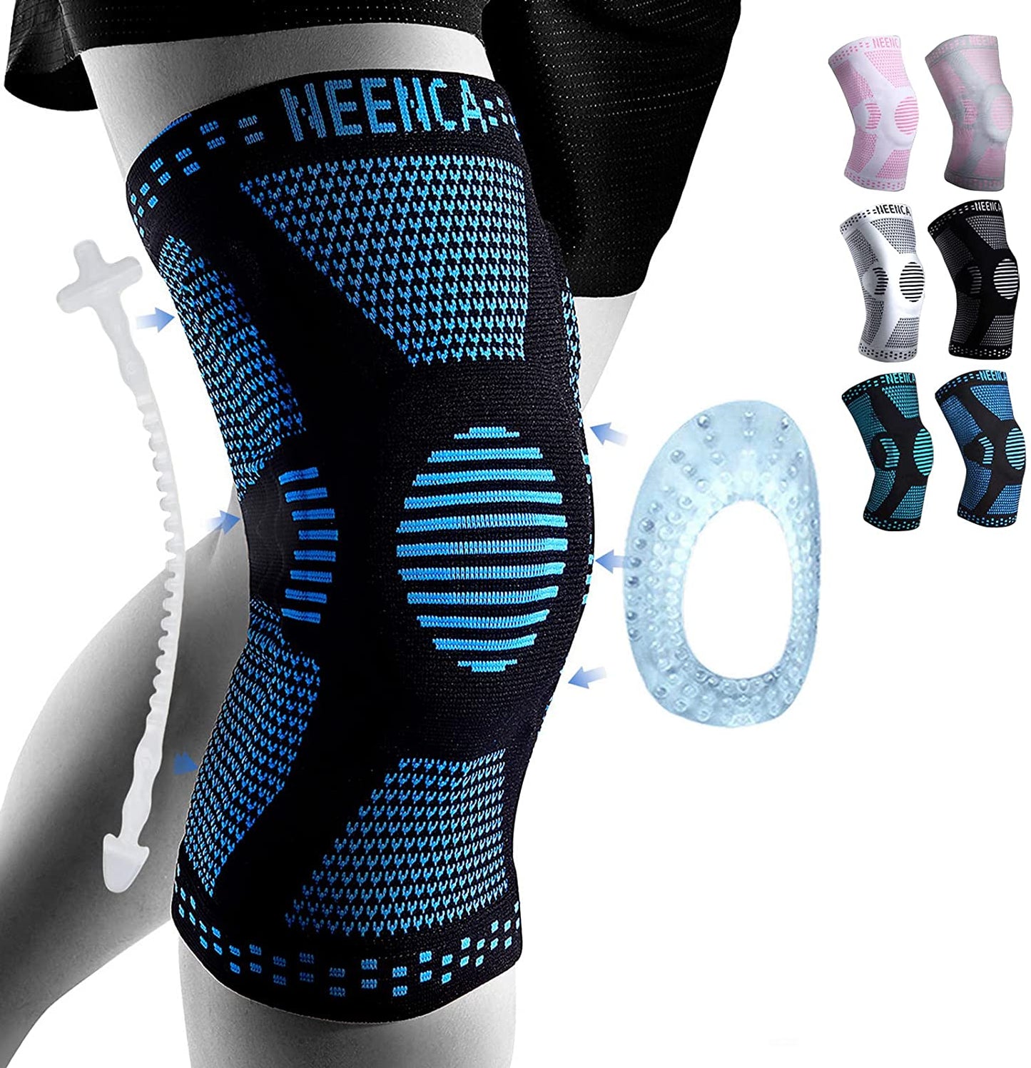 Knee Support Copper Brace with Gel Pad & Side Stabilizers, Sport Arthritis Joint Pain Relief