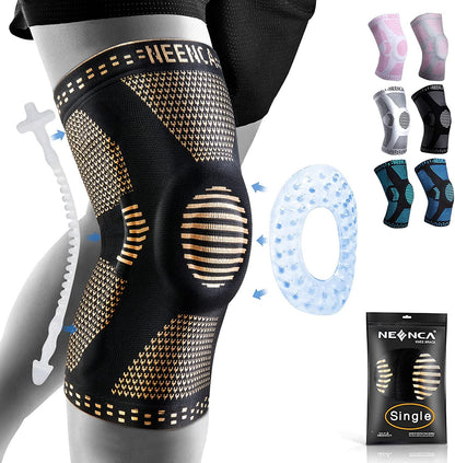 Knee Support Copper Brace with Gel Pad & Side Stabilizers, Sport Arthritis Joint Pain Relief