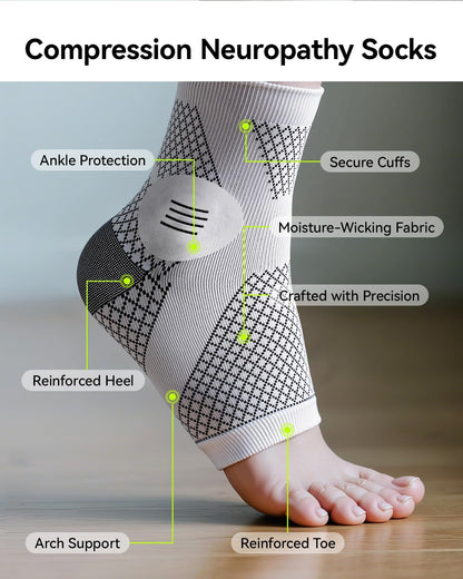 Neuropathy Relief Socks for Men & Women, Ultra-Breathable Plantar Fasciitis & Achilles Tendonitis Support