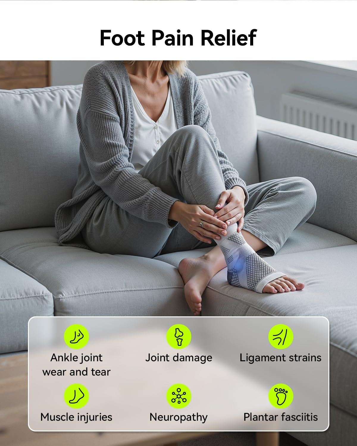 Neuropathy Relief Socks for Men & Women, Ultra-Breathable Plantar Fasciitis & Achilles Tendonitis Support
