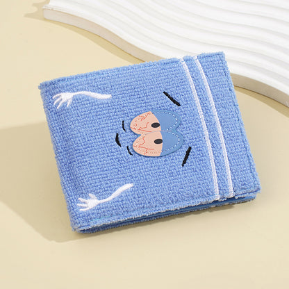 Plush Cartoon Wallet for Women, Soft Fuzzy PU Leather Coin Purse with Zip Closure, Cute Casual Gift for Girls