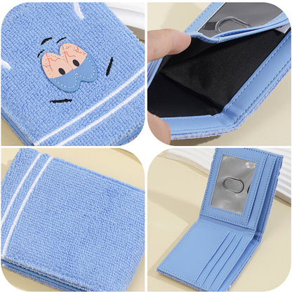 Plush Cartoon Wallet for Women, Soft Fuzzy PU Leather Coin Purse with Zip Closure, Cute Casual Gift for Girls