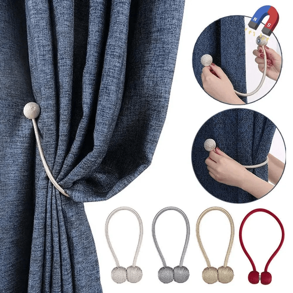 Magnetic Curtain Tiebacks Rope Buckles Set for Window and Bed Curtains