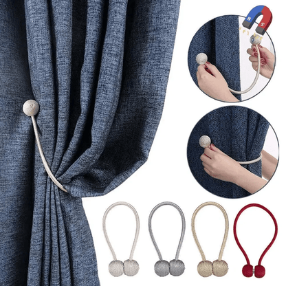 Magnetic Curtain Tiebacks Rope Buckles Set for Window and Bed Curtains