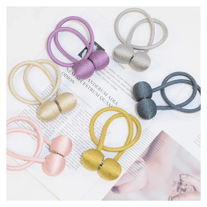 Magnetic Curtain Tiebacks Rope Buckles Set for Window and Bed Curtains