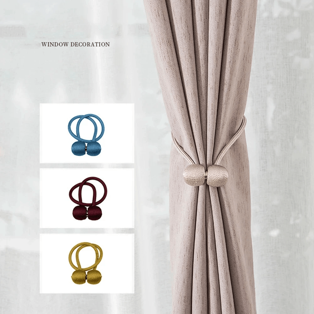Magnetic Curtain Tiebacks Rope Buckles Set for Window and Bed Curtains