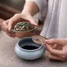 Chinese Kungfu Tea Set with Pot, Four Cups, Sandalwood Stove and Incense Burner Gift Box