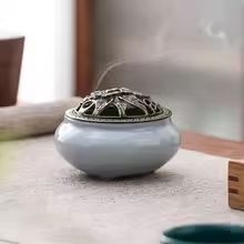 Chinese Kungfu Tea Set with Pot, Four Cups, Sandalwood Stove and Incense Burner Gift Box
