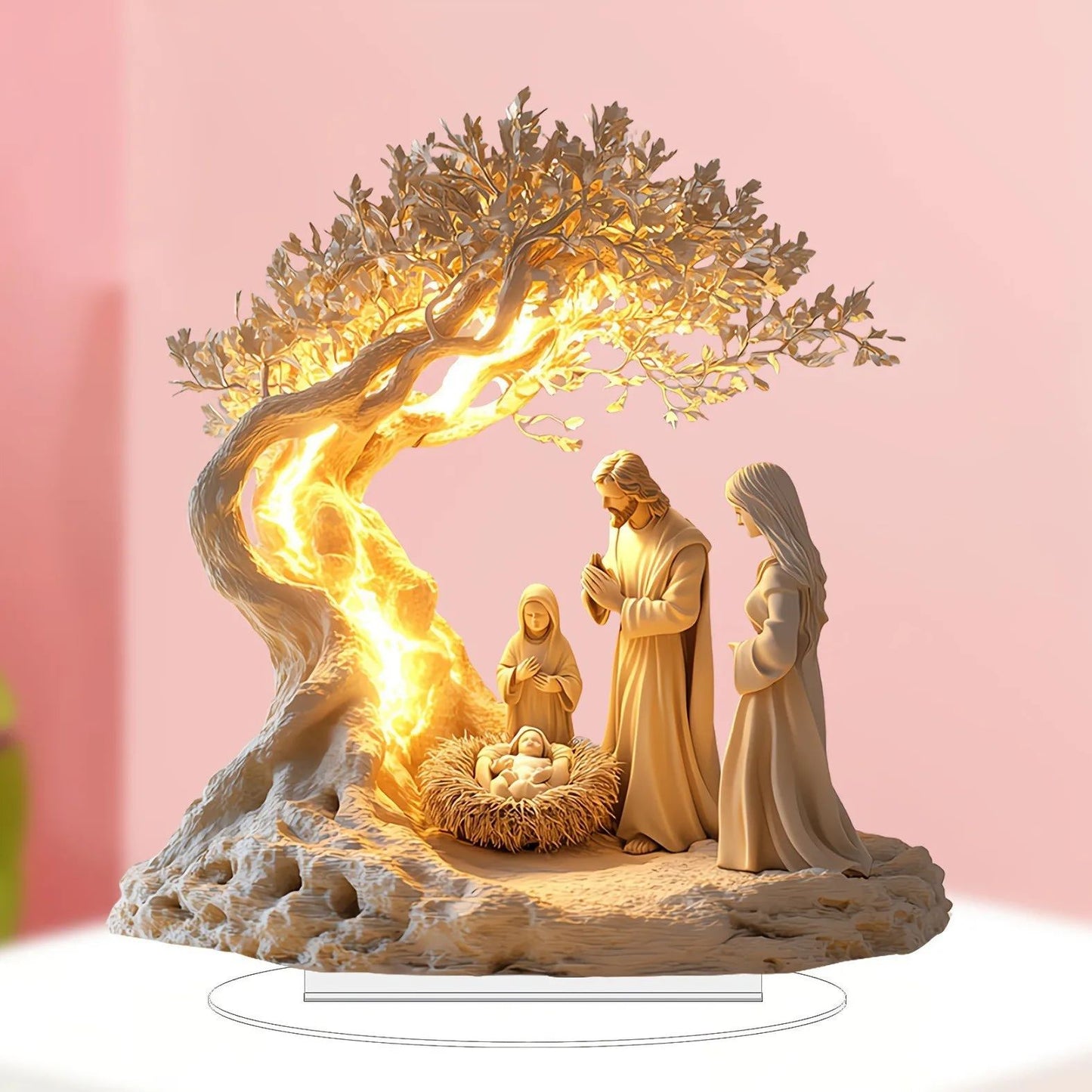 Moonlit Prayer Tree Religious Desk & Wall Art – Spiritual Home Decor Gift