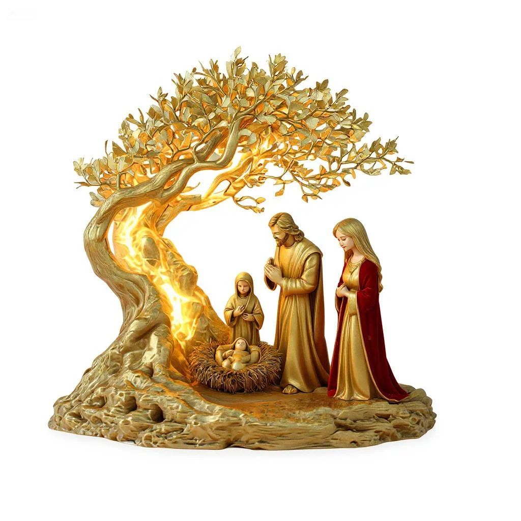 Moonlit Prayer Tree Religious Desk & Wall Art – Spiritual Home Decor Gift