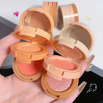 3-in-1 Professional Makeup Palette – 3-Layer Matte & Pearlescent Blush, Highlighter, and Contouring Set