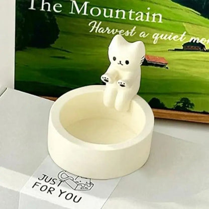 Cute Kitten Candle Holder with Hand-Warming Paws Design