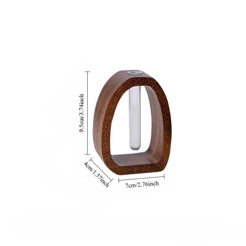 Solid Wood Mini Desktop Flower Vase with Glass Insert (Minimal Single Stem Bud Vase)