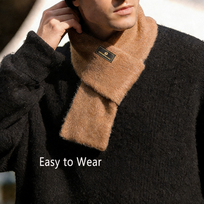 Vintage Mohair Plush Knitted Scarf - Cold-Proof Warm Winter Collar for Men, Small Size Solid Color Outdoor Travel Scarf