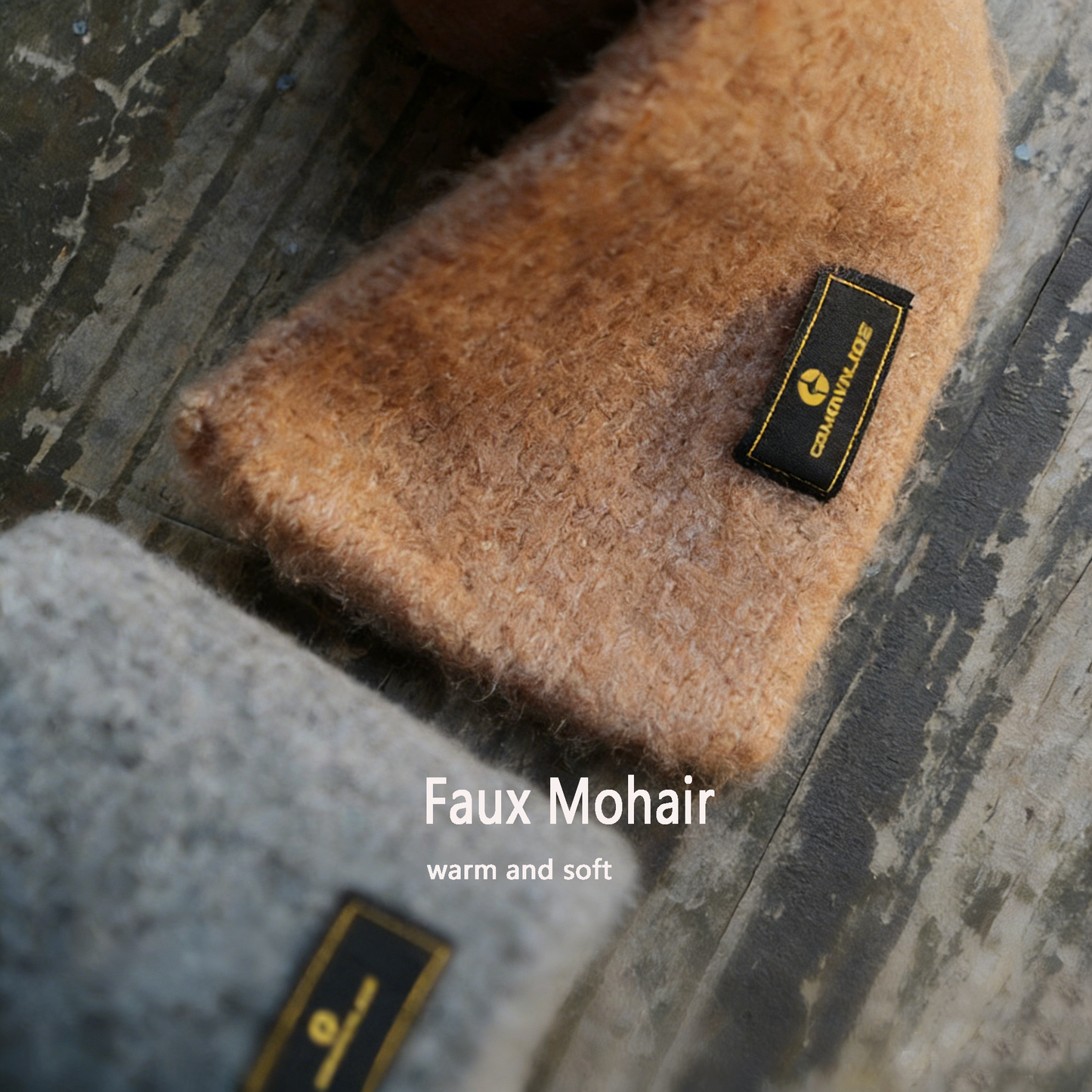 Vintage Mohair Plush Knitted Scarf - Cold-Proof Warm Winter Collar for Men, Small Size Solid Color Outdoor Travel Scarf