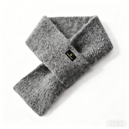 Vintage Mohair Plush Knitted Scarf - Cold-Proof Warm Winter Collar for Men, Small Size Solid Color Outdoor Travel Scarf