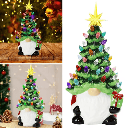 Christmas Gnome Lighted Tree Tabletop Ornament
