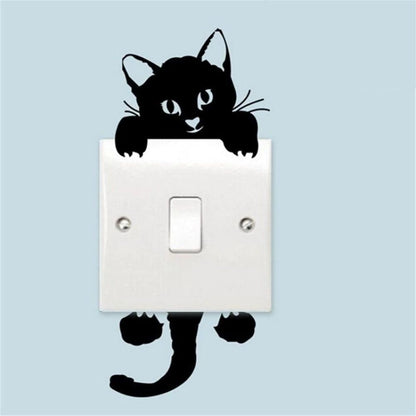 Cute Black Cat Wall Stickers for Light Switch DIY Home Decor Set