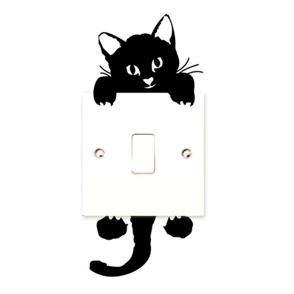 Cute Black Cat Wall Stickers for Light Switch DIY Home Decor Set