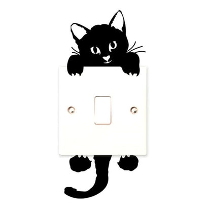 Cute Black Cat Wall Stickers for Light Switch DIY Home Decor Set