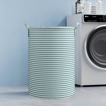 Foldable Striped Laundry Storage Basket