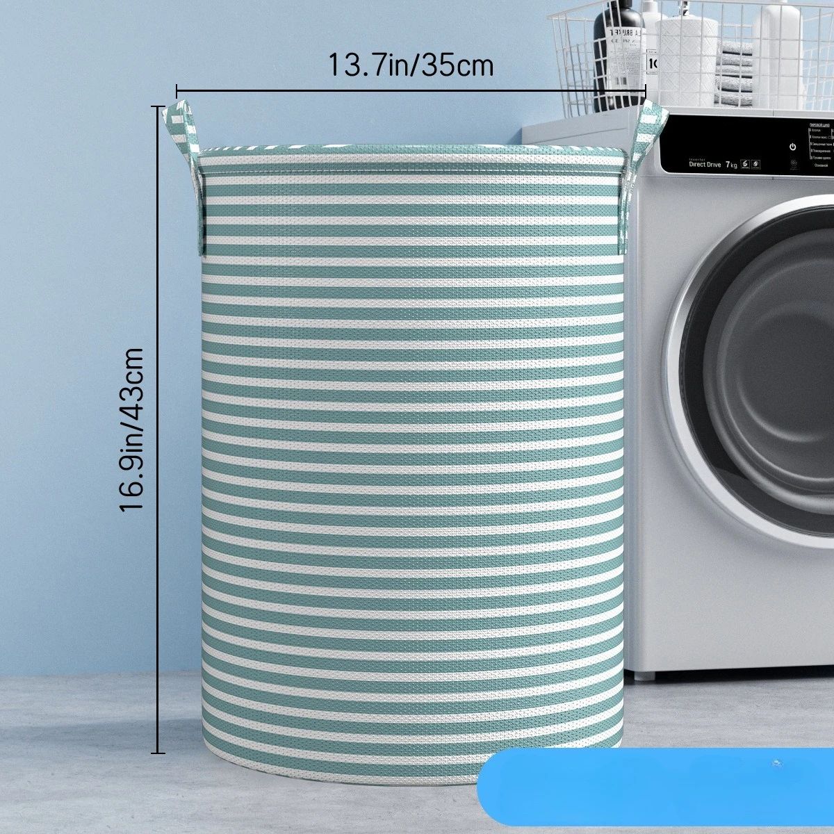 Foldable Striped Laundry Storage Basket