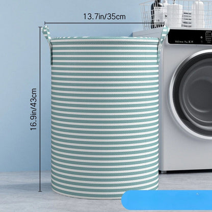 Foldable Striped Laundry Storage Basket