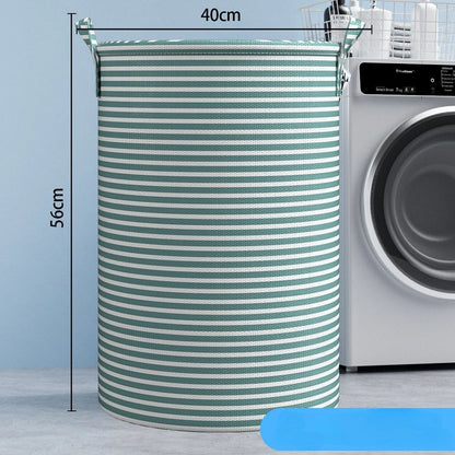 Foldable Striped Laundry Storage Basket