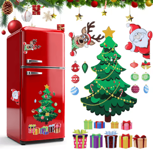 Christmas Tree Refrigerator Magnetic Stickers Small Holiday Magnets for Indoor Decor
