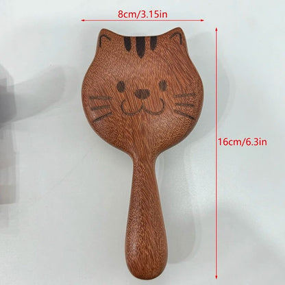 Sandalwood Cartoon Scalp Massage Comb – Meridian & Body Guasha Tool
