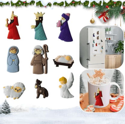 9-Piece Jesus Christian Fridge Magnets Set – Religious Christmas Decor for Kitchen & Home