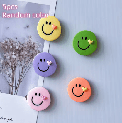 5-Piece Colorful Round Face Fridge Magnets – Festive Decorative Magnets for Kitchen & Christmas