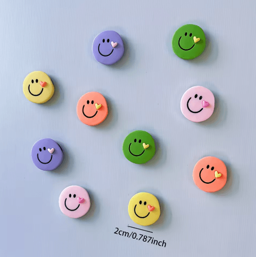 5-Piece Colorful Round Face Fridge Magnets – Festive Decorative Magnets for Kitchen & Christmas