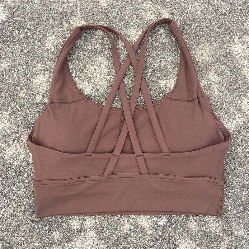 Solid Color Fitness Sport Bra Cross Back High Strength Comprehensive Training Top