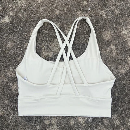 Solid Color Fitness Sport Bra Cross Back High Strength Comprehensive Training Top