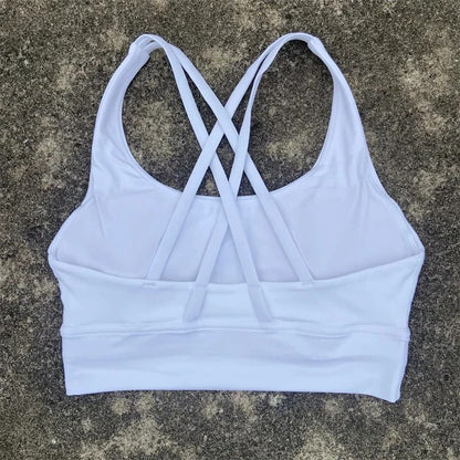 Solid Color Fitness Sport Bra Cross Back High Strength Comprehensive Training Top