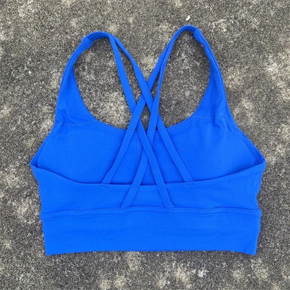 Solid Color Fitness Sport Bra Cross Back High Strength Comprehensive Training Top