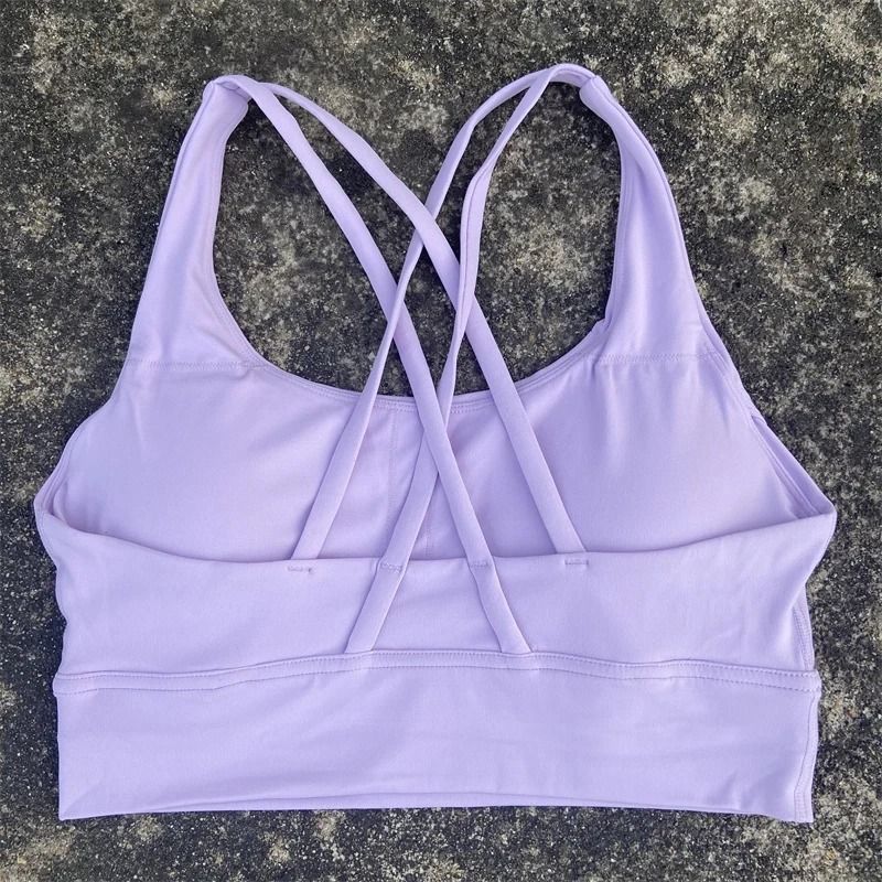 Solid Color Fitness Sport Bra Cross Back High Strength Comprehensive Training Top