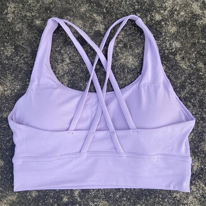 Solid Color Fitness Sport Bra Cross Back High Strength Comprehensive Training Top