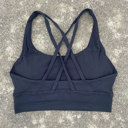 Solid Color Fitness Sport Bra Cross Back High Strength Comprehensive Training Top