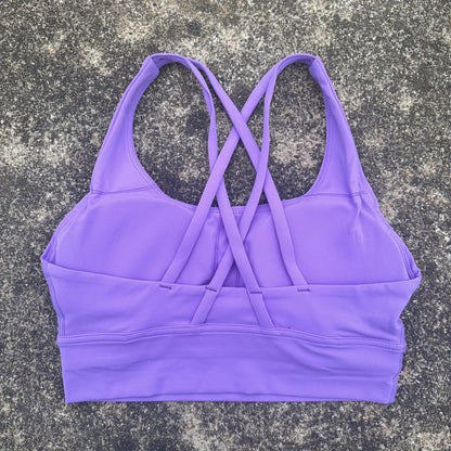 Solid Color Fitness Sport Bra Cross Back High Strength Comprehensive Training Top