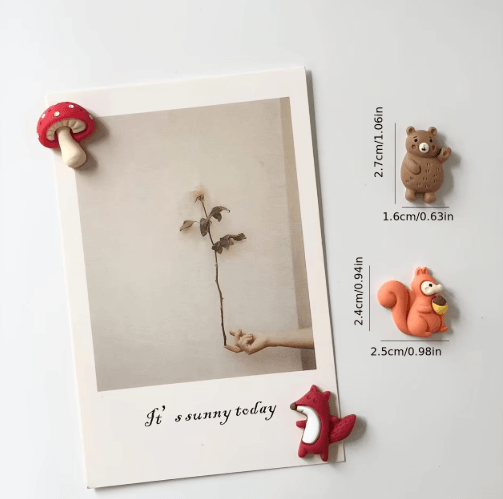 8-Piece Fox & Hedgehog Animal Refrigerator Magnets – Cute Resin Fridge Decor Gift Set