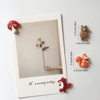 8-Piece Fox & Hedgehog Animal Refrigerator Magnets – Cute Resin Fridge Decor Gift Set