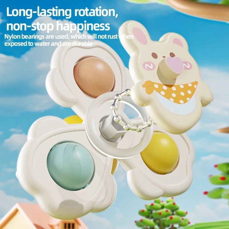 Cartoon Animal suction cup spinning top Set (1/3/6pcs) – Stick-Anywhere suction cup spinner toy for Desk, Glass & Tile