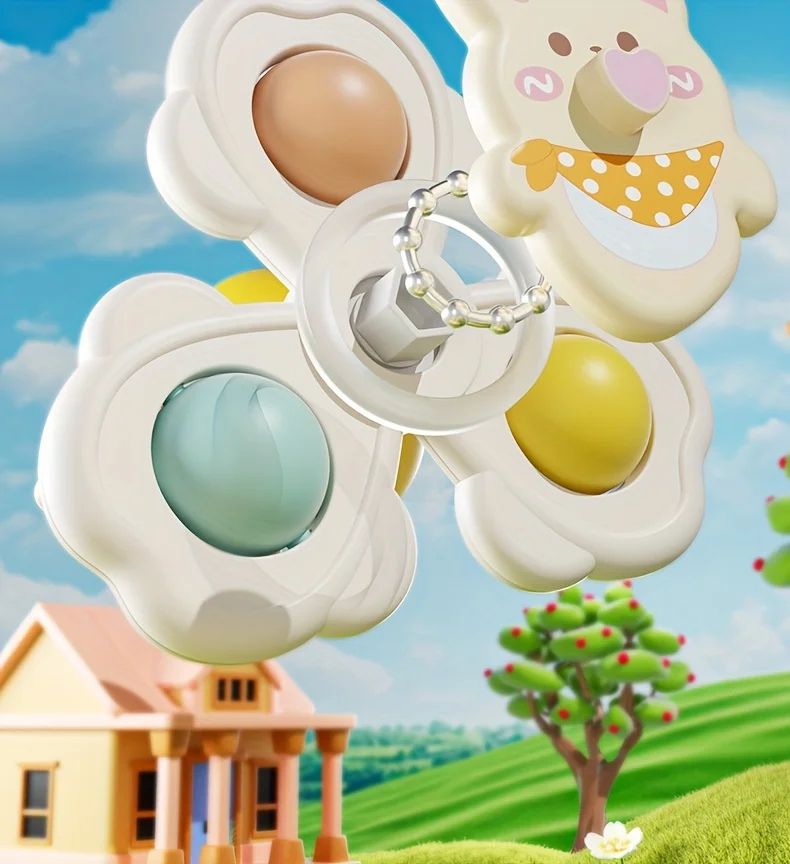 Cartoon Animal suction cup spinning top Set (1/3/6pcs) – Stick-Anywhere suction cup spinner toy for Desk, Glass & Tile