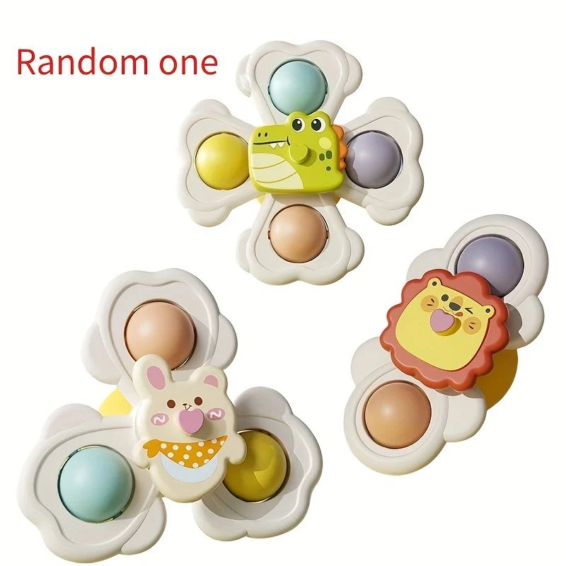 Cartoon Animal suction cup spinning top Set (1/3/6pcs) – Stick-Anywhere suction cup spinner toy for Desk, Glass & Tile