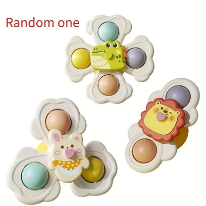 Cartoon Animal suction cup spinning top Set (1/3/6pcs) – Stick-Anywhere suction cup spinner toy for Desk, Glass & Tile