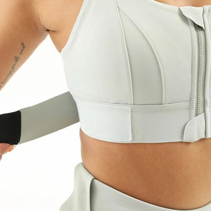 Womens Front Zipper Shockproof Sports Bra Plus Size Adjustable Yoga Vest